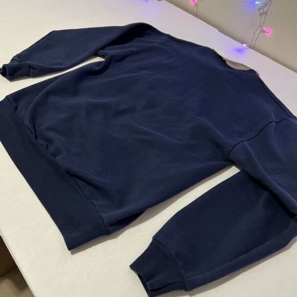 Morning Sun Sweater Collared Pullover M Blue Floral Hearts 80s 90s Grandmacore - Picture 6 of 7